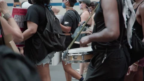 Marching band during protest. Stock Footage 164922829