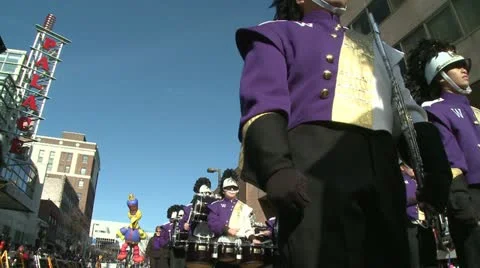 Marching band on the move (1 of 3) Stock Footage 10838893