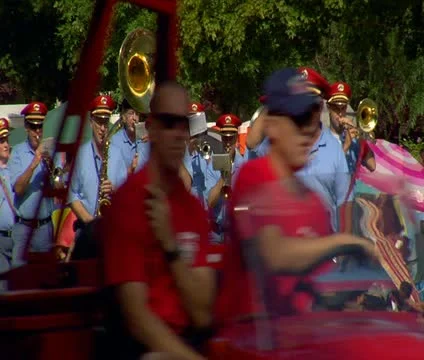 Marching band in parade Stock Footage 21668434