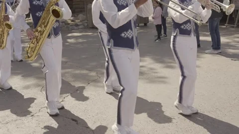 Marching band passes by Stock Footage 243093112