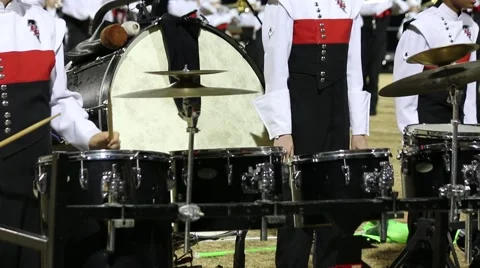 Marching Band Percussionists Wait to Join in on the Song Stock Footage 43483599