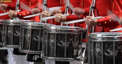Marching band playing drums close up Video stock 119660292