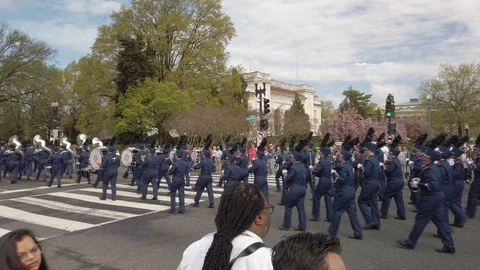 Marching band Washington DC Cherry Blossom Parade 2019 Stock Footage 106483193