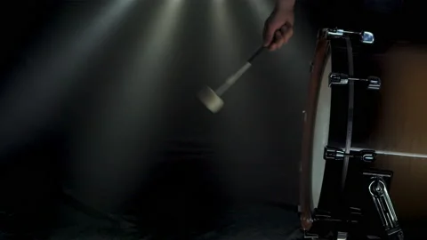Marching Bass Drum, Double Beat In Slow Motion Stock Footage 146197643