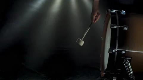 Marching Bass Drum, Single Beat In Slow Motion Stock Footage 146197659