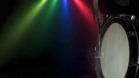 Marching Bass Drum, Single Beat In Slow Motion Stock Footage 146197698