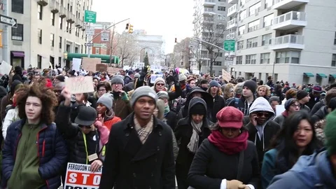 Marching Black Lives Matter protest march in New York City Stock Footage