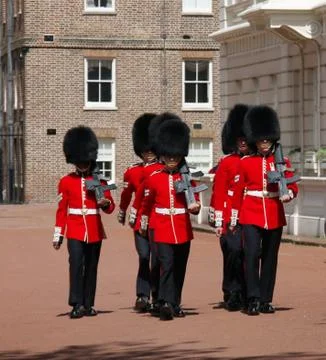 Marching british guards Foto stock