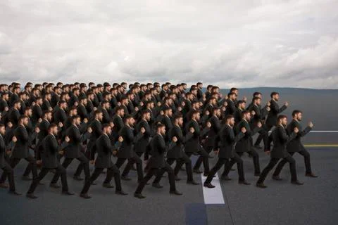Marching clones, studio shot Stock Illustration