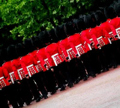 Marching Guardsmen Trooping The Colour London england Stock Photos