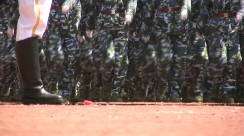 Marching legs in China Stock Footage 5717045