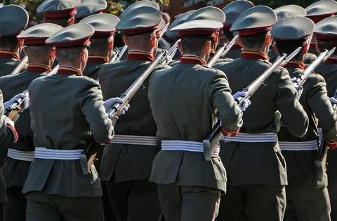 Marching on parade Stock Photos
