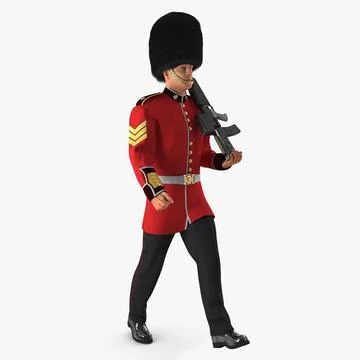 Marching Royal British Guard Holding Gun 3D Model 3D Model