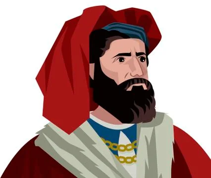 Marco polo italian traveler and merchant Stock Illustration
