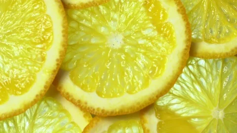 Marco shot of orange fruit and rotate.Close up flesh of orange. Stock Footage 107506473