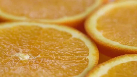 Marco shot of orange fruit and rotate.Close up flesh citrus orange. Nature 스톡 동영상 126263849