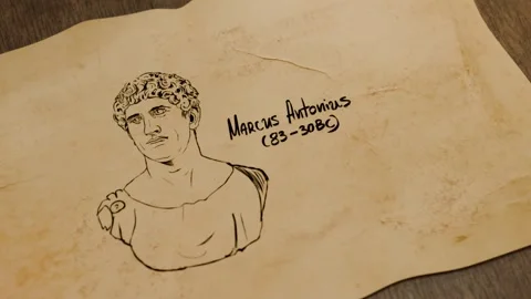 Marcus Antonius Portrait On Old Paper Animation in 4K Footage Stock Footage 340877614