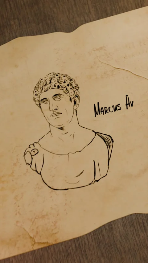 Marcus Antonius Portrait On Old Paper Animation in 4K Vertical Footage Stock Footage 340877696