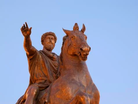 Marcus aurelius equestrian statue in rome, italy Stock Photos