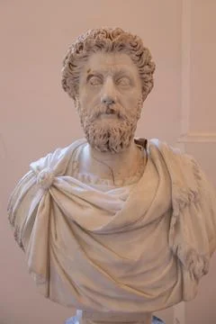 Marcus Aurelius Marble Bust in Naples Archaeological Museum Stock Photos