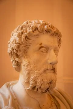Marcus Aurelius Marble Bust in Naples Archaeological Museum Stock Photos