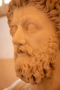 Marcus Aurelius Marble Bust in Naples Archaeological Museum Stock Photos