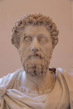 Marcus Aurelius Marble Bust in Naples Archaeological Museum Stock Photos