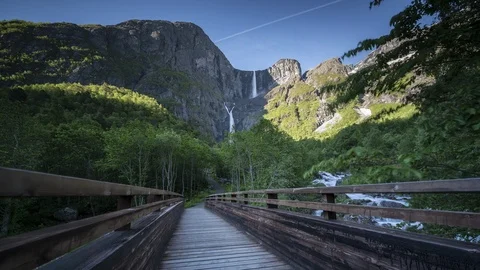 Mardalsfossen waterfall, Eikesdalen Stock Footage 87791161