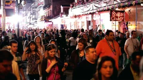 Mardi Gras 2012 packed streets on Bourbon Video stock 10807201