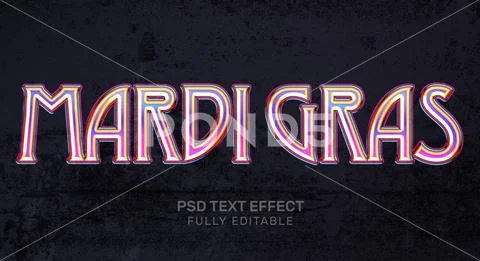 Mardi Gras 3D Text Style Effect Mockup - PSD Template PSD Template