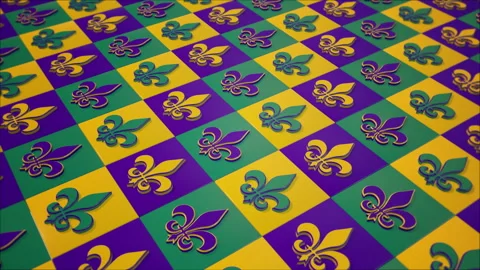 Mardi Gras background with Fleur-de-Lis symbol on a seamless loop Stock Footage 264566343