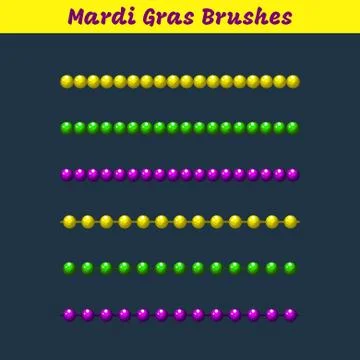 Mardi gras beads vector pattern brushes add-on. Stock-Illustration