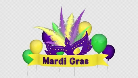 Mardi Gras carnival animation 3D with masquerade mask Stock Footage 300433507