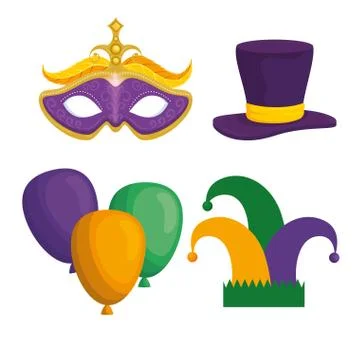 Mardi gras carnival elements Stock Illustration