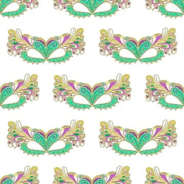 Mardi Gras carnival mask pattern Stock Illustration