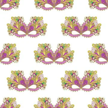 Mardi Gras carnival mask pattern Stock Illustration