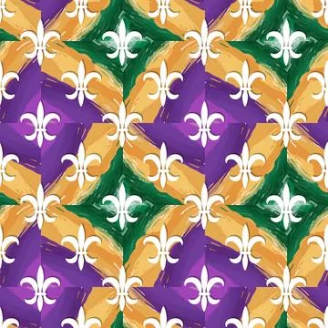 Mardi Gras Carnival pattern with fleur-de-lis. Vector illustration Illustrazione stock
