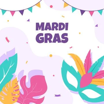 Mardi Gras Carnival Post Flat Cartoon Hand Drawn Templates Illustration Illustration