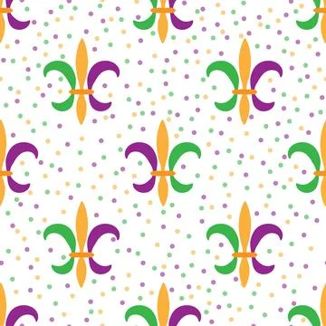 Mardi Gras Carnival seamless pattern with fleur-de-lis. Vector illustration Stock Illustration
