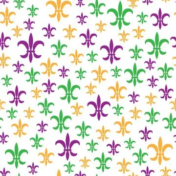 Mardi Gras Carnival seamless pattern with fleur-de-lis. Vector illustration Stockillustratie