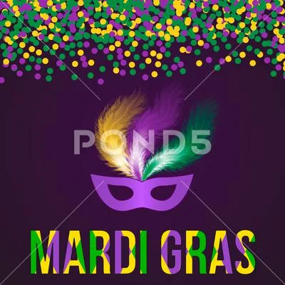 Mardi gras carnival violet feather Royalty Free Vector Image