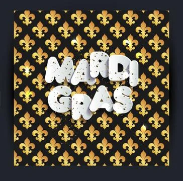 Mardi Gras decoration. Seamless pattern in gold and black Stock Illustration