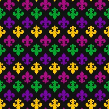 Mardi Gras decoration. seamless pattern with lilys Stock Illustration