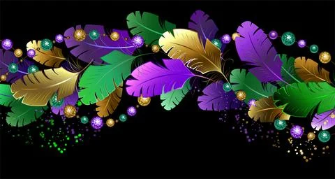 Mardi gras feather border Illustrazione stock