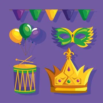 Mardi gras five icons Stock-Illustration