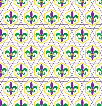 Mardi Gras Fleur de lis pattern, repeating texture. Endless background 스톡 일러스트