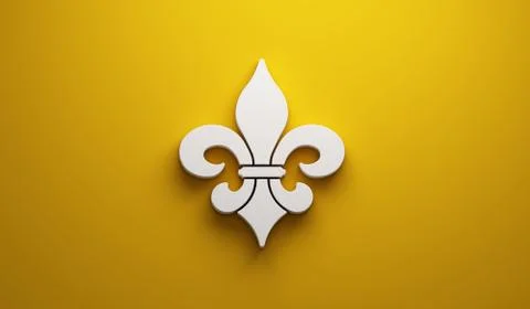Mardi Gras Fleur-de-Lis in yellow Background. 3D Render Illustration Stock Illustration