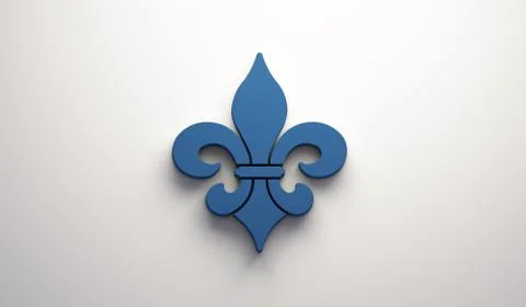 Mardi Gras Fleur-de-Lis in Blue Background. 3D Render Illustration Illustrazione stock