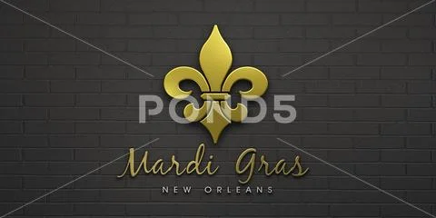 Mardi Gras Fleur-de-Lis Celebration. 3D Render Illustration Stock Illustration