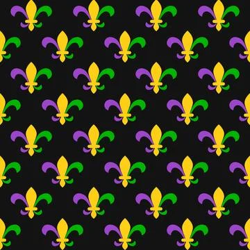 Mardi Gras Fleur de lis  seamless pattern.  Royal lily vector background.  .. Stock-Illustration